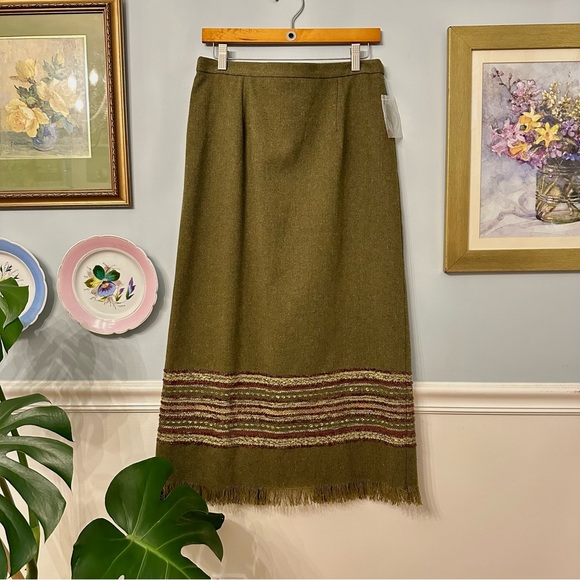 Sag Harbor Dresses & Skirts - Vintage 90s Green Maxi Skirt 12 Western Southwest Heritage Preppy Equestrian